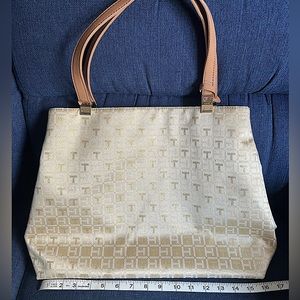 Tommy Hilfiger Light Gold Fabric Tote 16x12 Pristine